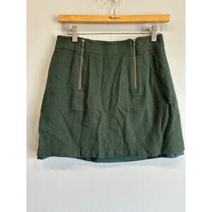 Madewell Uptown Mini Skirt Womens sz 2 Wool Blend Zippers Forest / Army Green